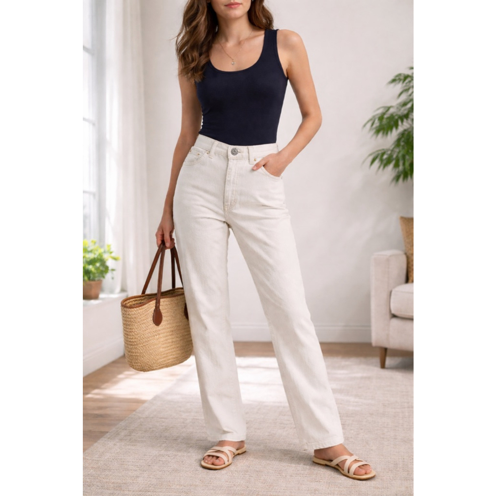 LRL LAUREN JEAN CO. RALPH LAUREN | White Straight Leg Jeans Size 12